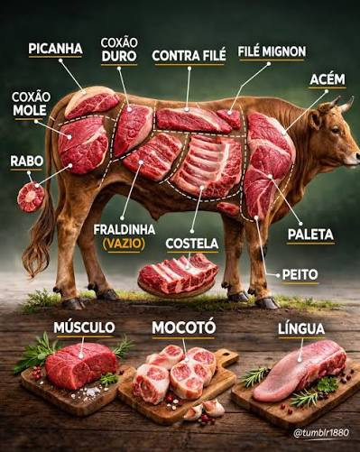 Bovino com identificação visual dos principais cortes de carne para apoiar desossa, rendimento e precificação